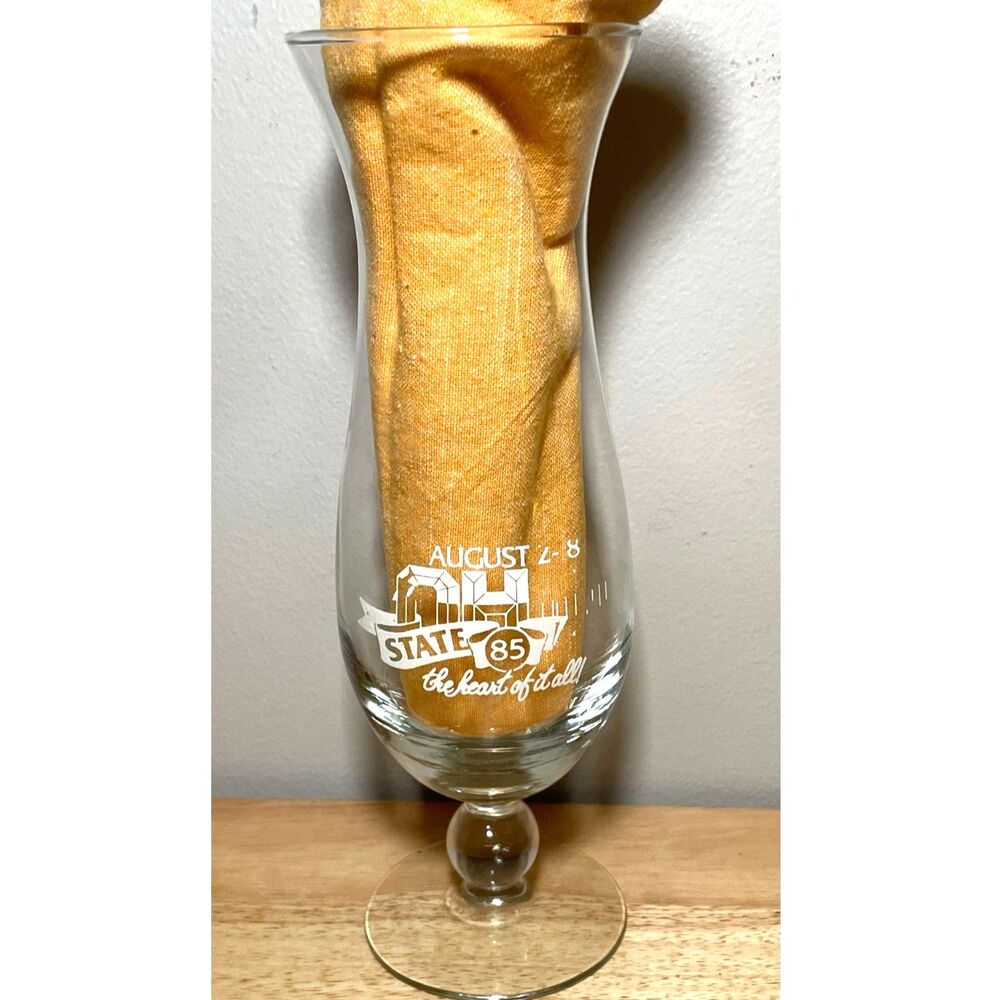 Vintage 1985 Ohio State Fair Hurricane Glass The Oasis Souvenir Barware 10"tall